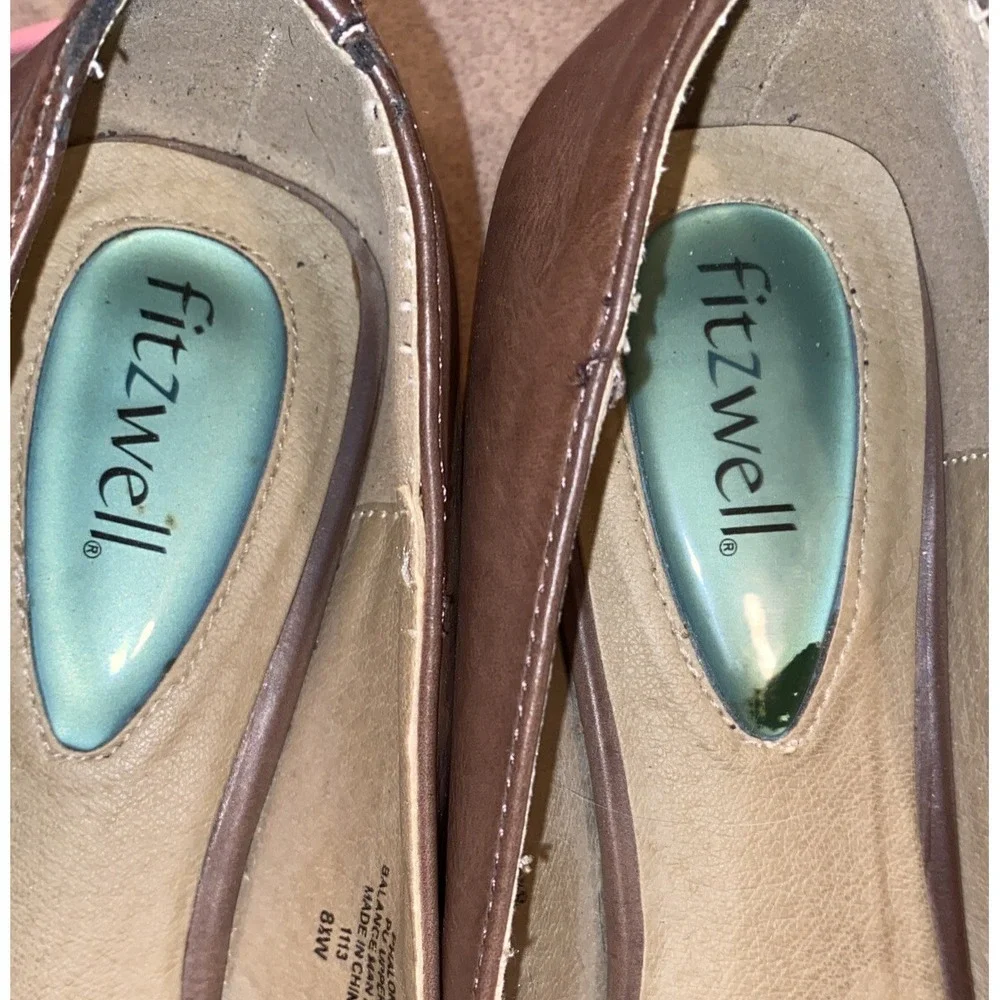 Fitzwell Phalon Ballet Flats Metallic Copper Buckle Slip On Shoes Women's 8.5 W